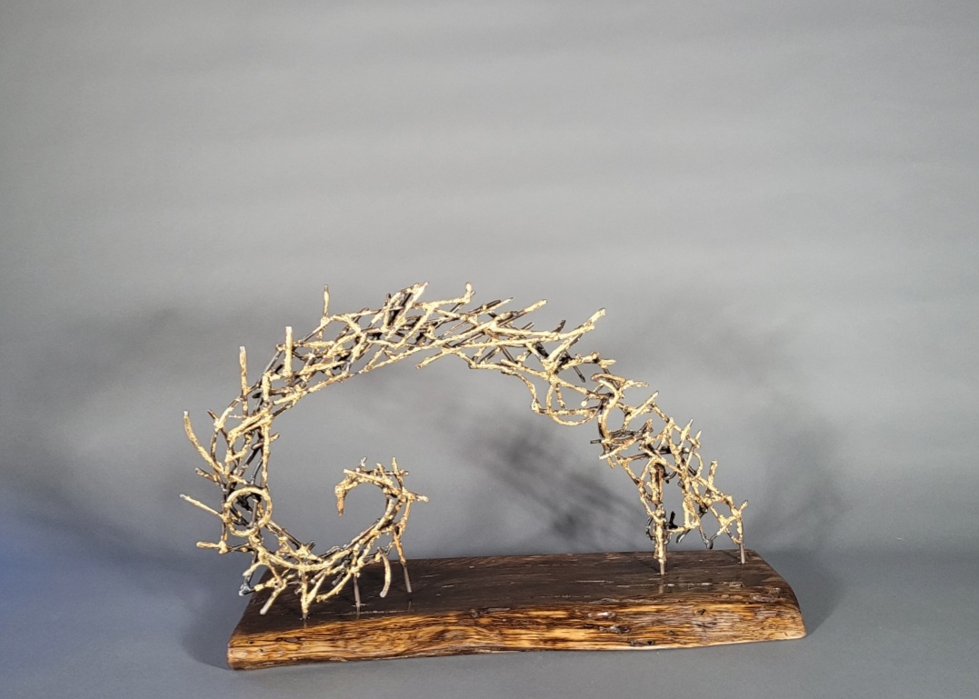Driftwood sculpture with twisted branches